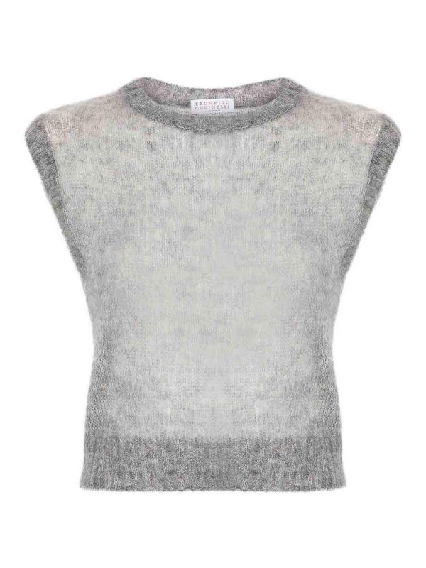 BRUNELLO CUCINELLI: Sweatshirts & Sweaters - Mohair And Wool Sweater With Monili