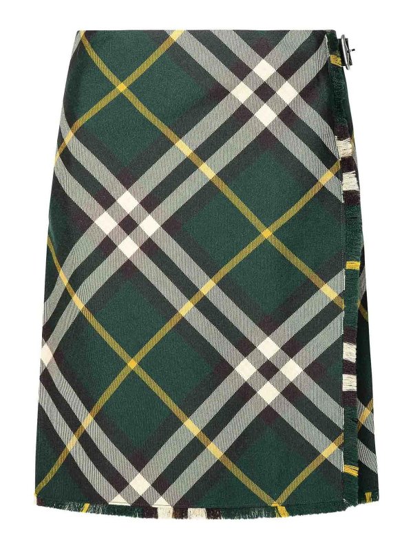 BURBERRY: Knee length skirts & Midi - Green Wool Skirt