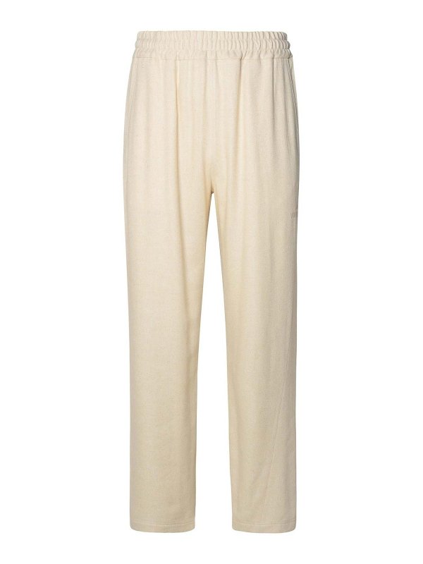 GCDS: casual trousers - Ivory Linen Blend Trousers
