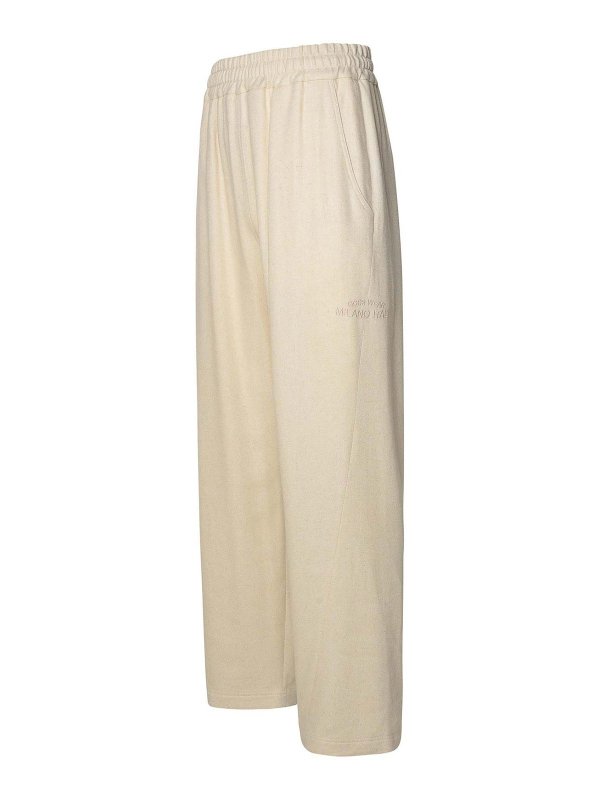 The Best Shops GCDS: casual trousers - Ivory Linen Blend Trousers
