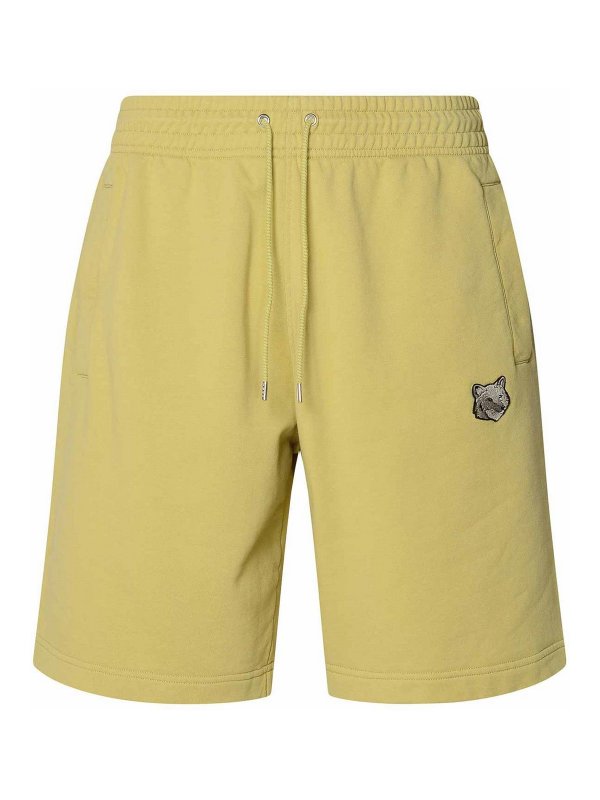 MAISON KITSUNÉ: shorts - Mustard Cotton Bermuda Shorts