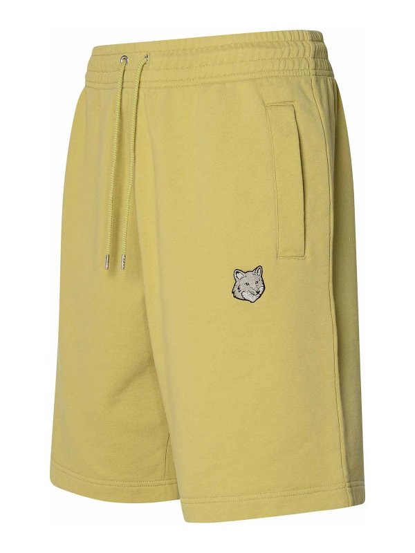 The Best Shops MAISON KITSUNÉ: shorts - Mustard Cotton Bermuda Shorts