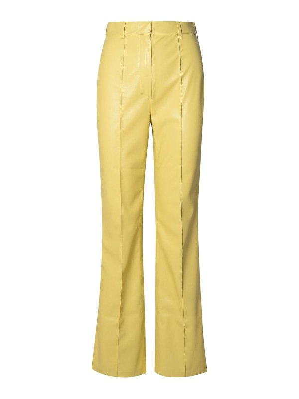 NANUSHKA: casual trousers - Leena Lime Polyurethane Pants