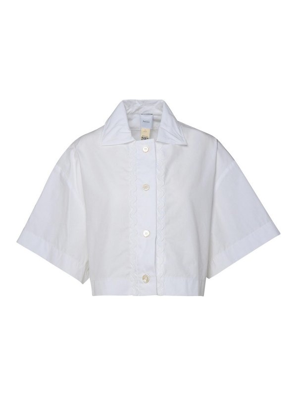 PATOU: shirts - Crop Shirt In White Cotton