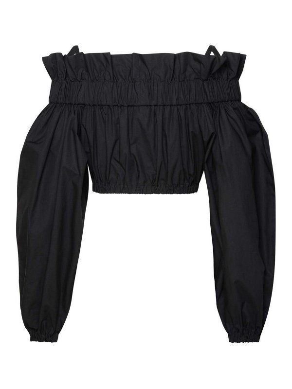 PATOU: Tops & Tank tops online - Crop Top In Black Cotton