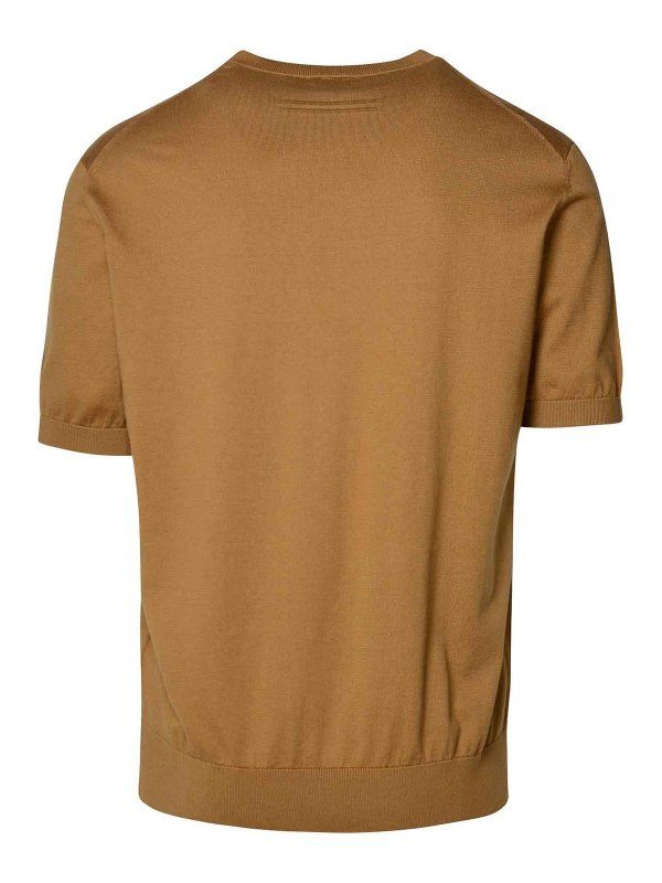ZEGNA: t-shirts online - Brown Cotton T-Shirt