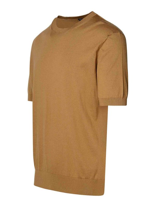 The Best Shops ZEGNA: t-shirts - Brown Cotton T-Shirt