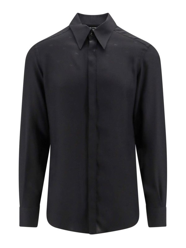 DOLCE & GABBANA: shirts - Silk Shirt With All-Over Monogram
