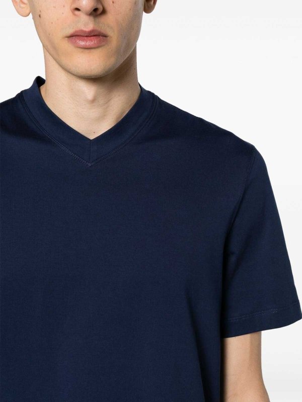 Brunello Cucinelli V-Neck T-Shirt - Blue - Men|M0B131344C9708