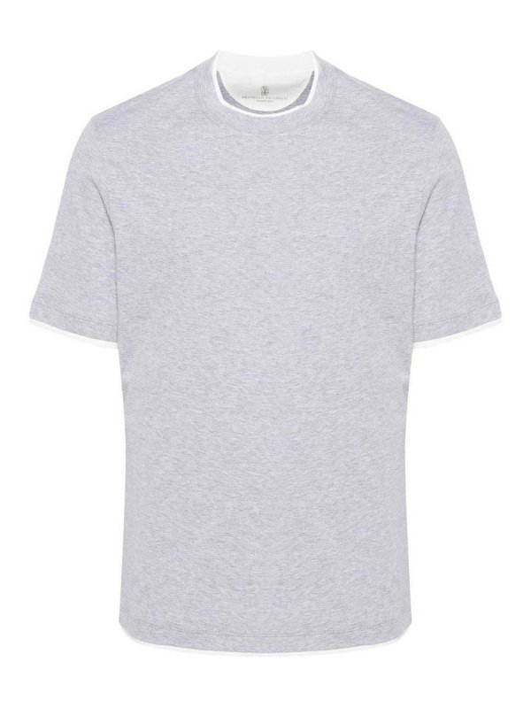 BRUNELLO CUCINELLI: t-shirts - T-Shirt With Faux-Layering