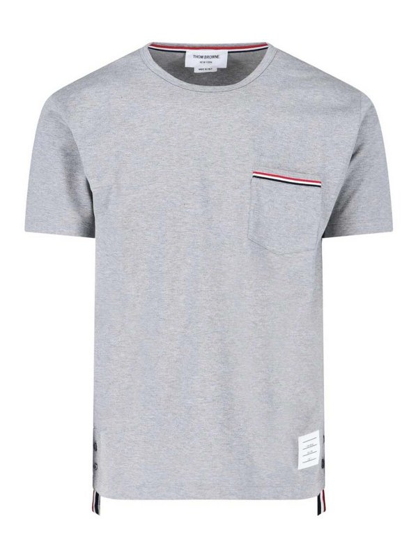THOM BROWNE: t-shirts - Tricolor Details T-Shirt