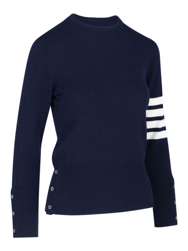 THOM BROWNE: Pull col rond online - Pull Col Rond - Bleu