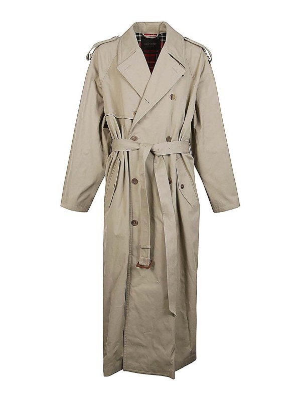 BALENCIAGA: トレンチコート - トレンチコート - ベージュ