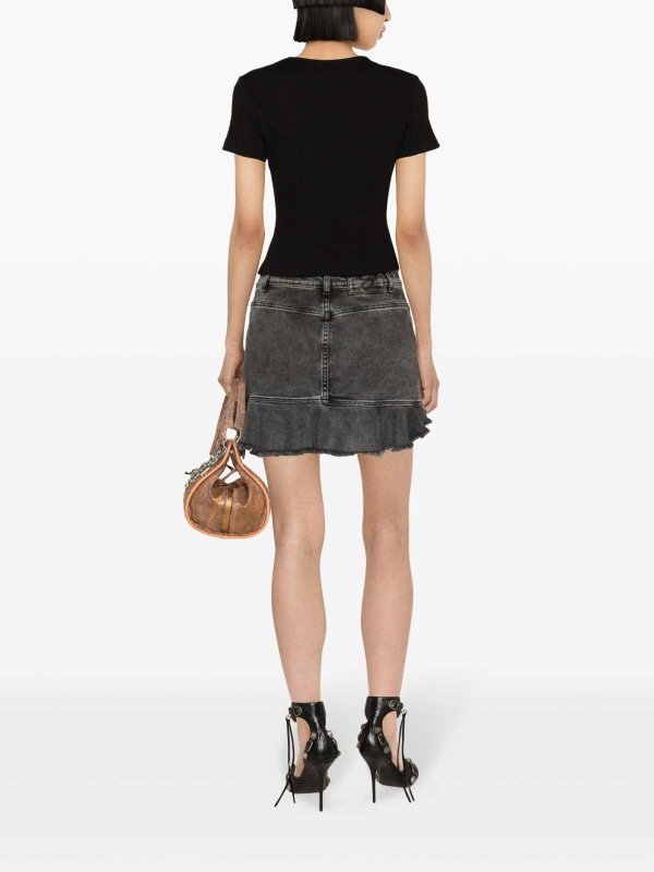 BLUMARINE: t-shirt online - T-shirt corta in cotone a costine con logo