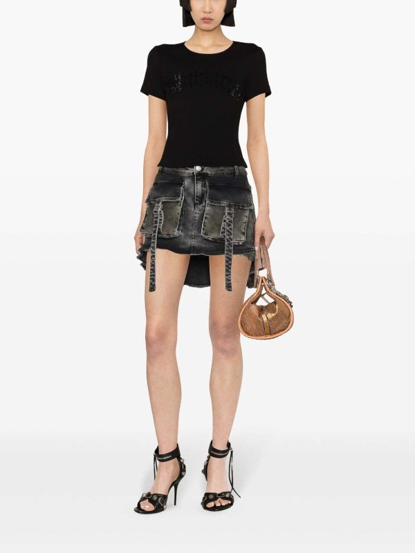 The Best Shops BLUMARINE: t-shirt - T-shirt corta in cotone a costine con logo