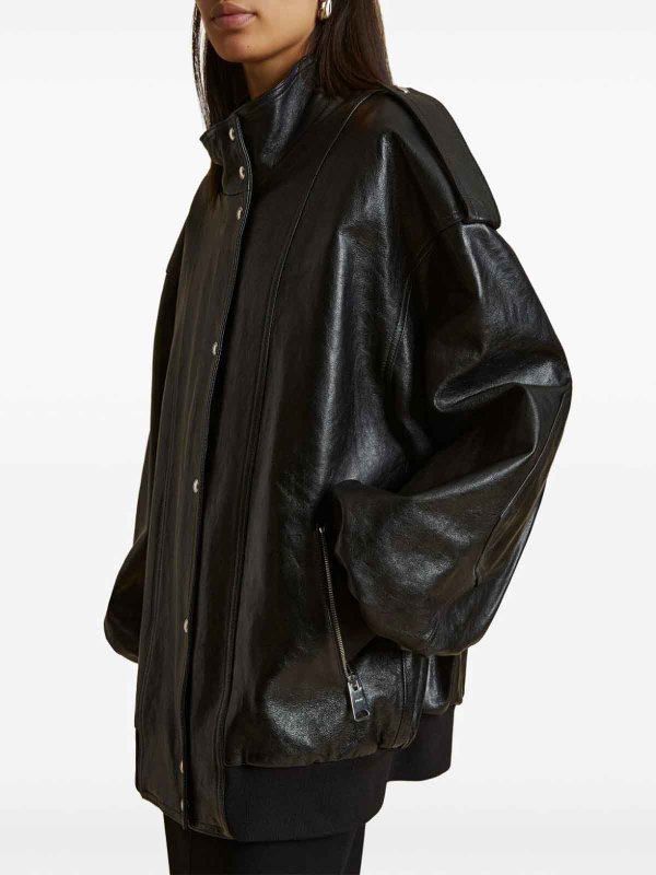KHAITE: leather jacket online - Farris Leather Jacket