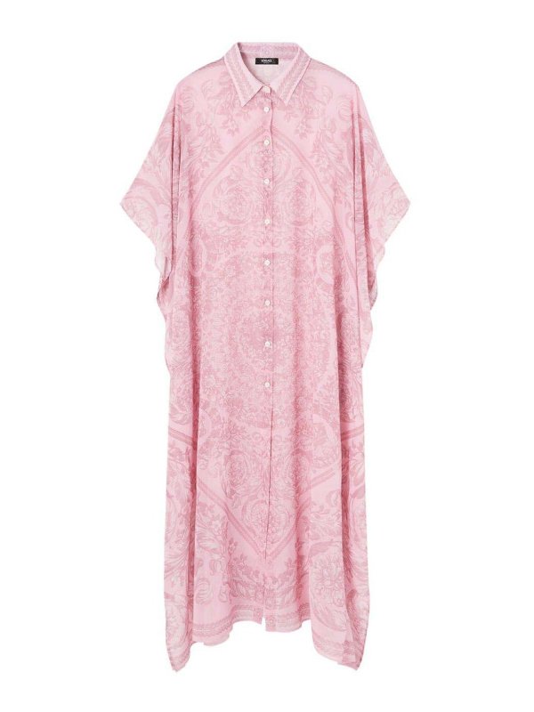 VERSACE: cover-ups - Barocco Print Chiffon Swim Robe