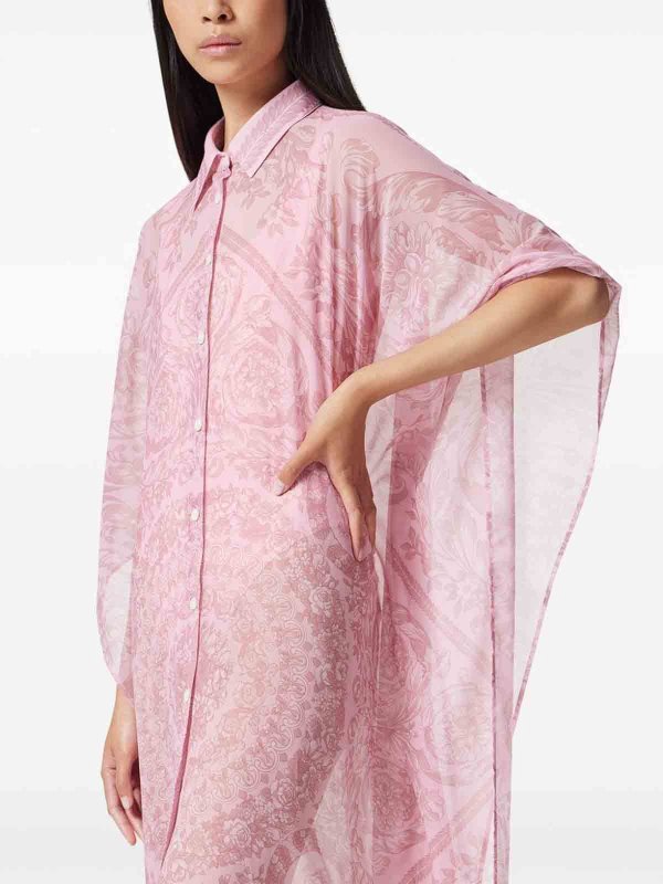 VERSACE: cover-ups online - Barocco Print Chiffon Swim Robe