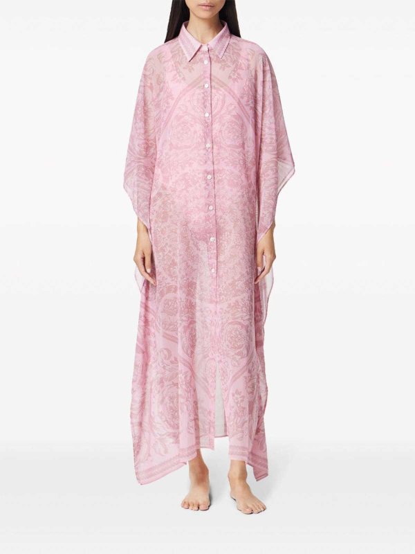The Best Shops VERSACE: cover-ups - Barocco Print Chiffon Swim Robe