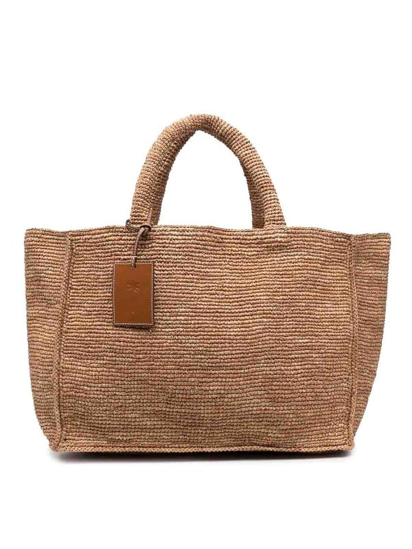 MANEBI: cross body bags - Sunset Large Raffia Tote Bag