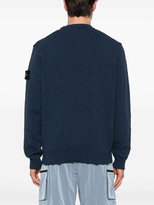 STONE ISLAND: Strickpullover mit Rundhalsausschnitt online - Rundhalspullover - Blau