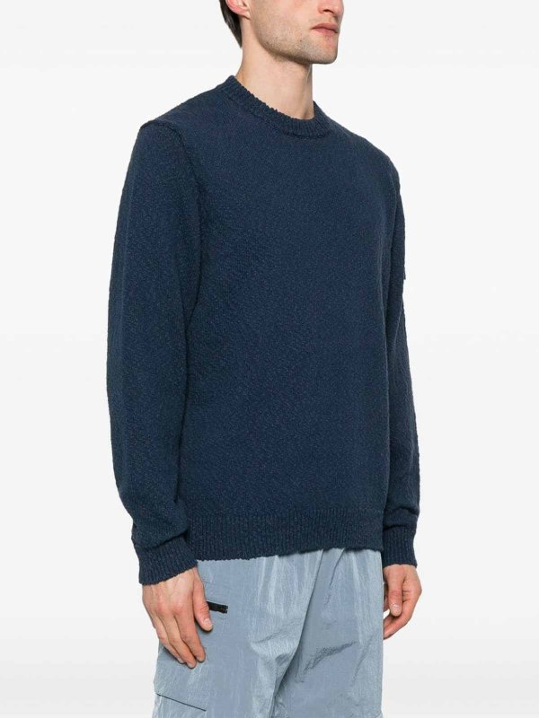 The Best Shops STONE ISLAND: Strickpullover mit Rundhalsausschnitt - Rundhalspullover - Blau