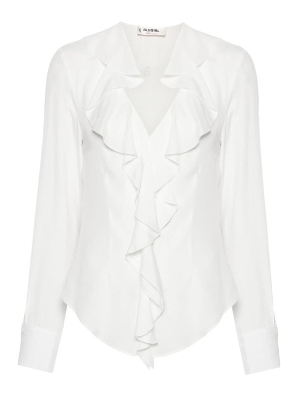 BLUGIRL: ニーレングスドレス - 膝丈ドレス - 白