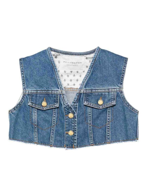 Vests Philosophy di Lorenzo Serafini - V-neck vest denim blend contrast ...