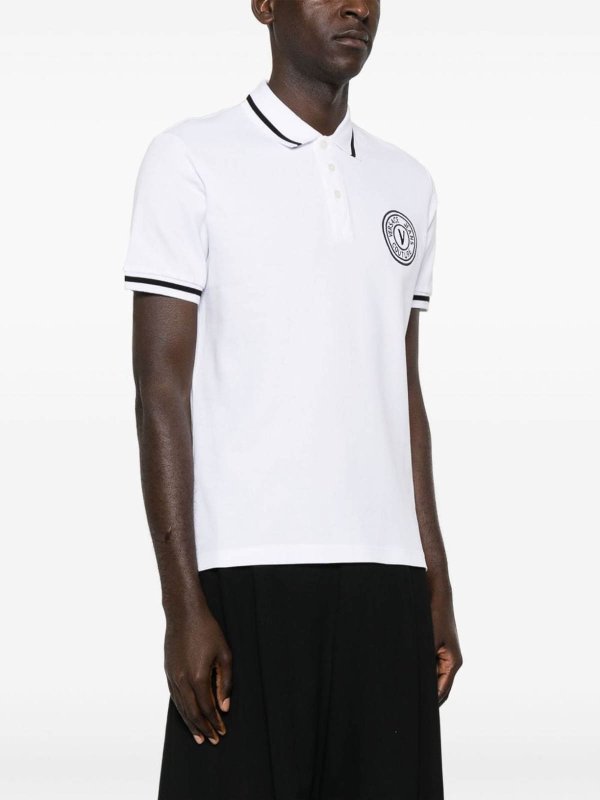 Versace Jeans Couture: polo shirts online - Embroidered Logo Polo Shirt