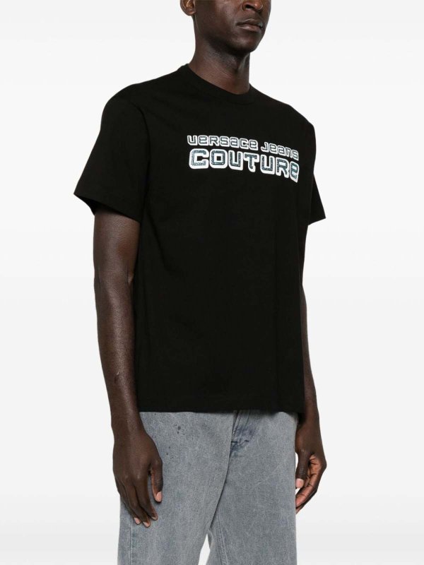 T-Shirt With Rhinestone Details shop online: Versace Jeans Couture