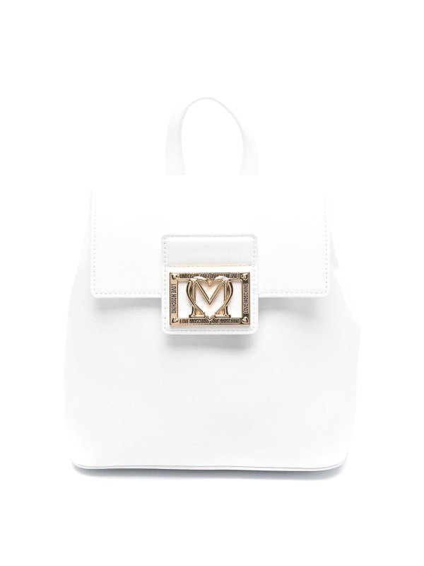 MOSCHINO: backpacks - White Drawstring Backpack