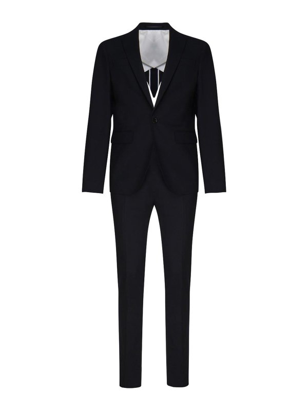DSQUARED2: completi da cerimonia - Abito stretch slim fit revers a lancia