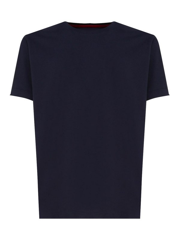 FAY: t-shirt - T-shirt in cotone con colletto a contrasto