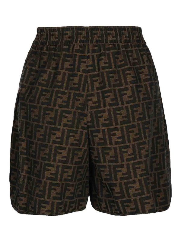 FENDI: Trousers Shorts online - Brown Jacquard Shorts