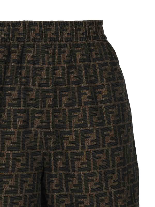 The Best Shops FENDI: Trousers Shorts - Brown Jacquard Shorts