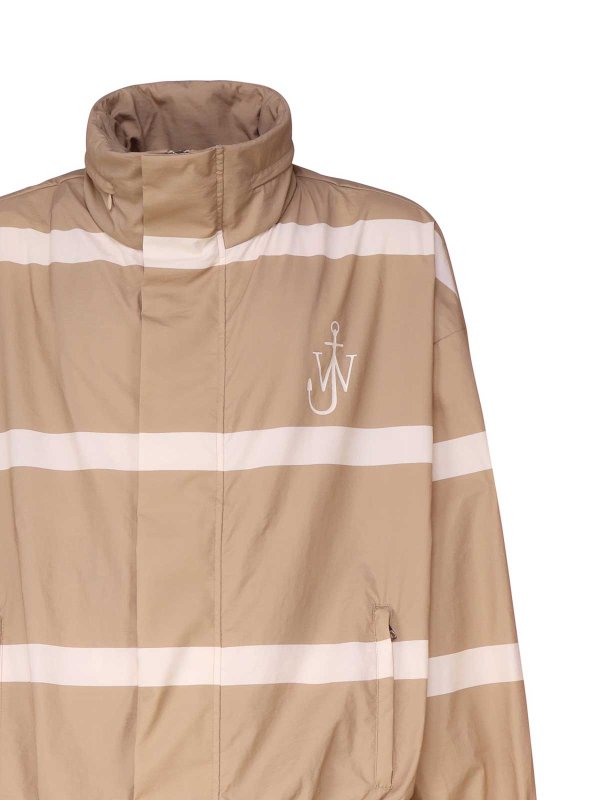 The Best Shops J.W. ANDERSON: casual jackets - Beige Striped Hooded Jacket