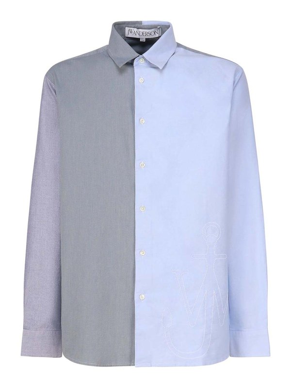 J.W. ANDERSON: shirts - Patchwork Shirt With Anchor Embroidery
