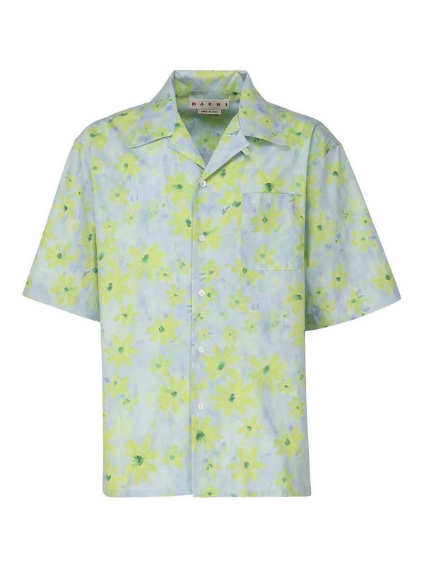 Marni: shirts - Bowling Poplin Shirt With Parade Print
