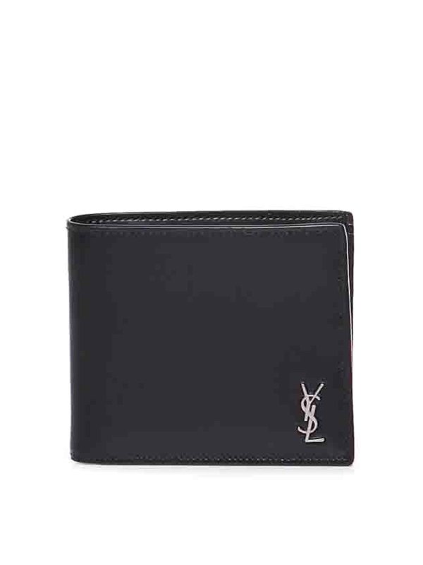 SAINT LAURENT: wallets & purses - Metal Logo Ysl Wallet In Calfskin