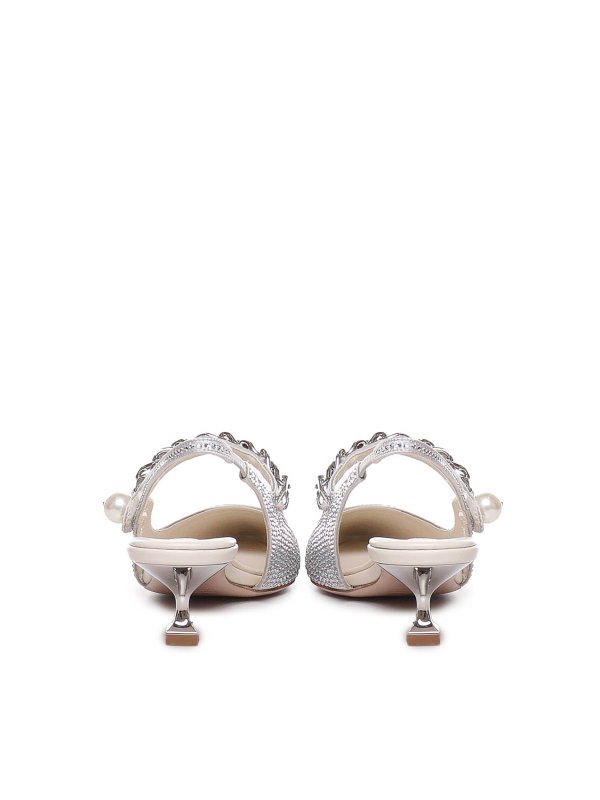 MIU MIU: court shoes online - Silk Blend Slingback With Applications