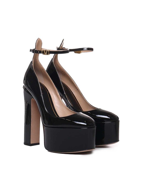 VALENTINO GARAVANI: court shoes online - Tan-Go Patent-Leather Platform Pump