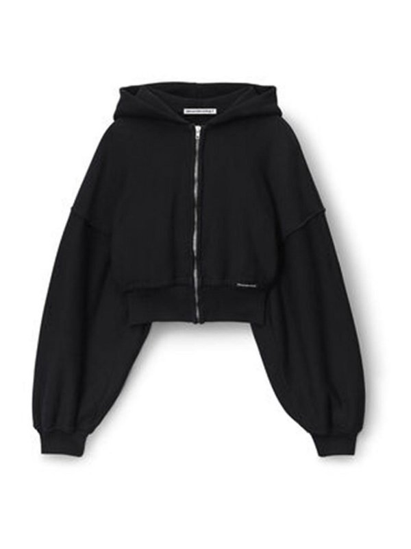 ALEXANDER WANG: Sweatshirts & Sweaters - Stretch hoodie logo dropped shoulders