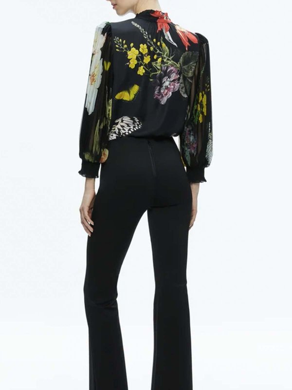 The Best Shops ALICE+OLIVIA: blouses - Black/Multicolor Pleated Blouse