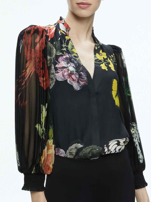 ALICE+OLIVIA buy online Black/Multicolor Pleated Blouse