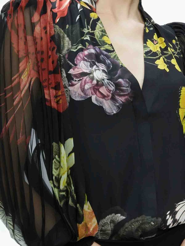 The Best Shops ALICE+OLIVIA: Black/Multicolor Pleated Blouse