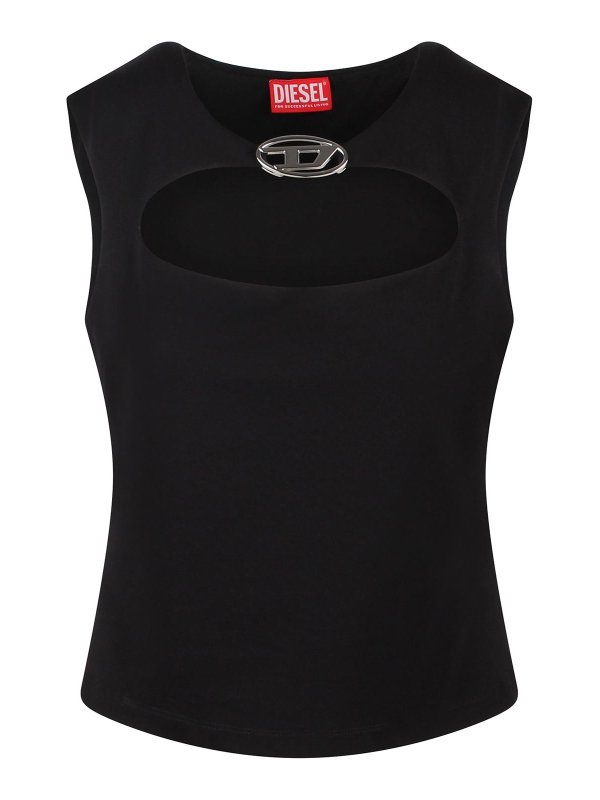 DIESEL: Tops y camisetas sin mangas - Top - Negro
