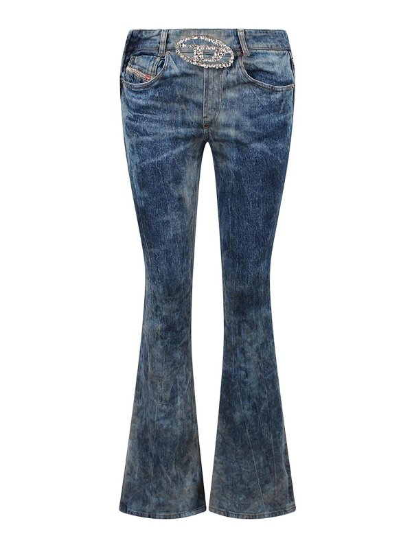 DIESEL: flared jeans - Flared Jeans With Buckle