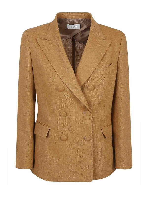 SAULINA: blazers - Double-breasted linen jacket