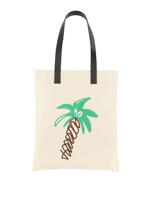 Palm Angels: cross body bags - Cotton Canvas Shopping Bag