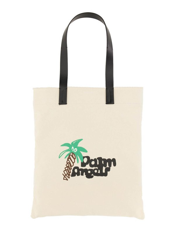 Palm Angels: cross body bags online - Cotton Canvas Shopping Bag